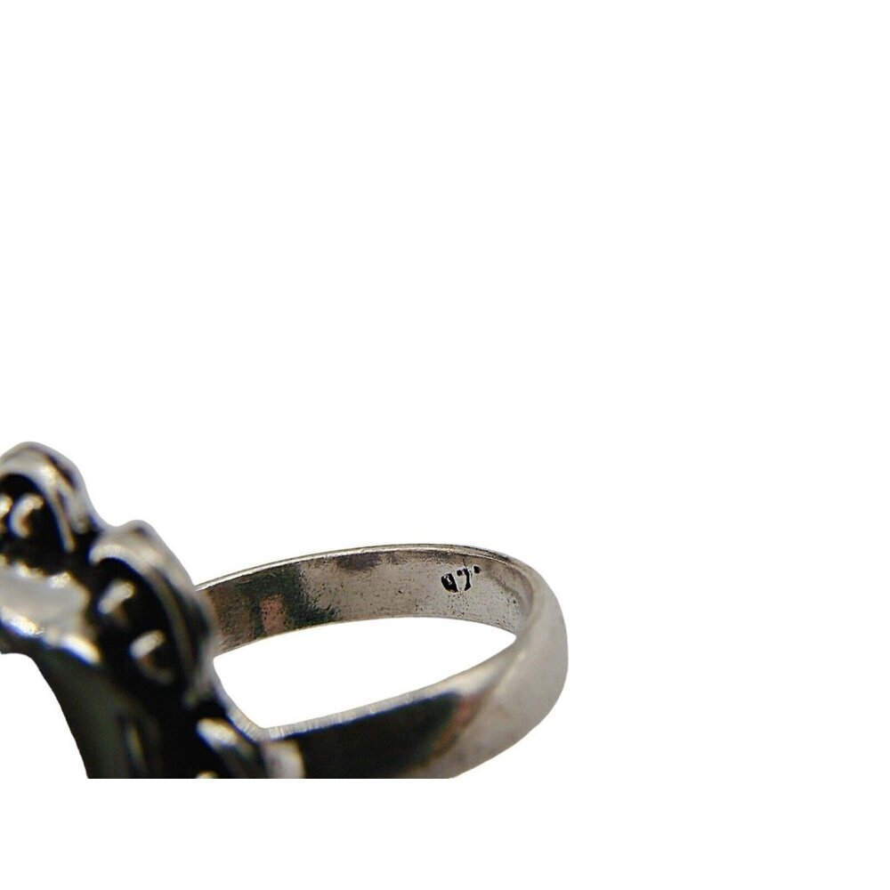 Amethyst Natural Stone Ring Sterling Silver Plated Birthstone Floral Frame 7.5 - Picture 7 of 10